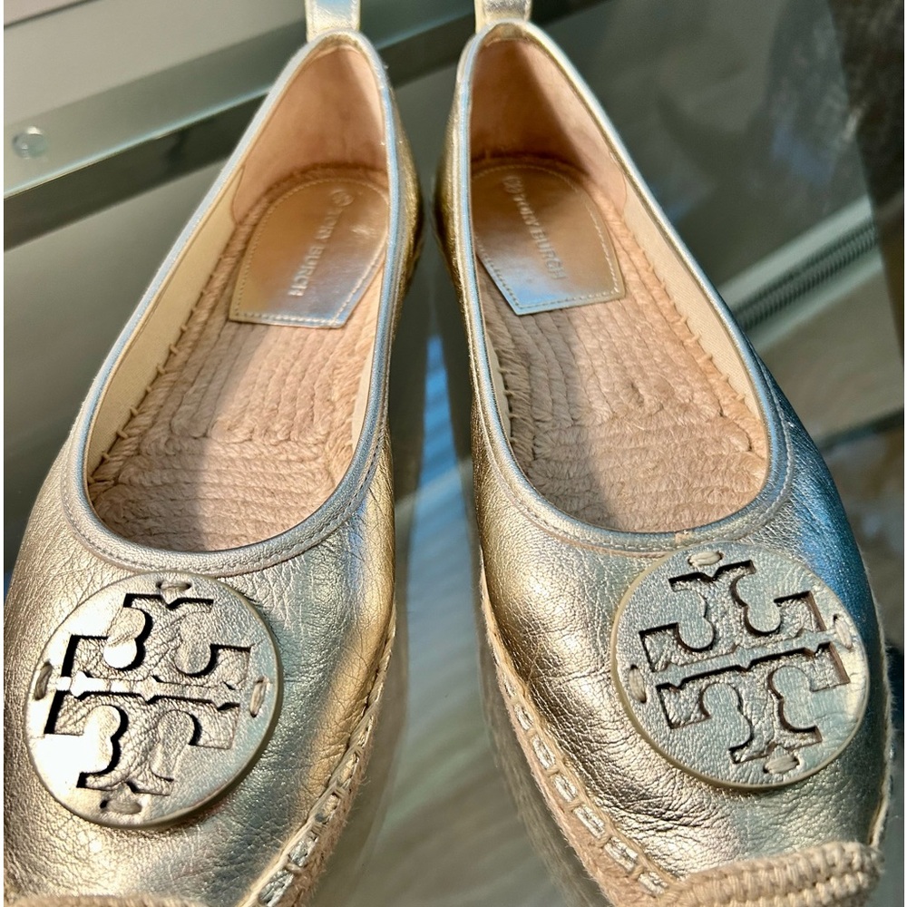Gold Tory Burch espadrilles. EUC